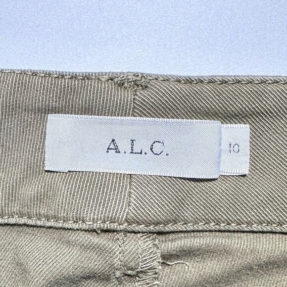 A.L.C. Wide Leg Cropped Pants High Rise Olive Green Women 10 - Picture 4 of 9